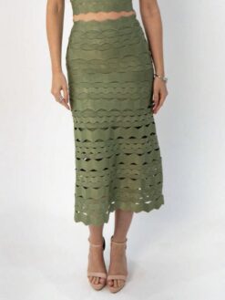 Saia Midi Evasê Verde Pistache